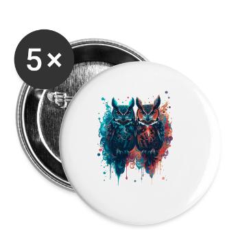 Tinte,Eulen,illustration,malerei,graffiti,Eule - Buttons groß 56 mm (5er Pack) - Weiß - Vorne
