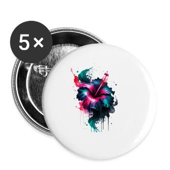 ink,hibiscus,illustration,painting,graffiti,flower - Buttons large 2.2''/56 mm (5-pack) - white - Front
