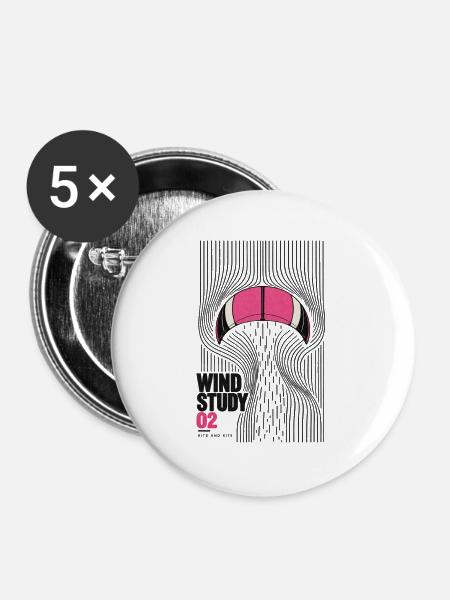 Für Kitesurfer - Wind Study Kite 02 - Buttons groß 56 mm (5er Pack) - Weiß