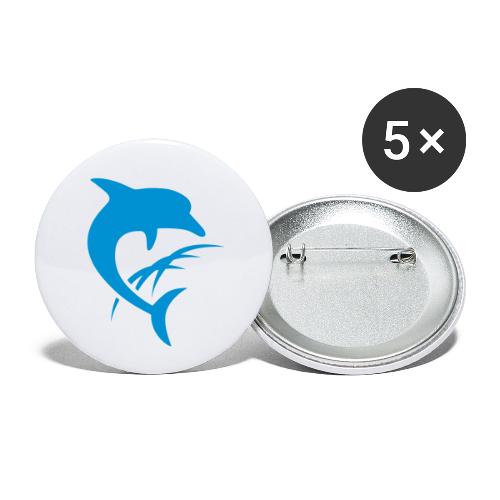 AquaSoft-Logo (Delfin) - Buttons groß 56 mm (5er Pack)