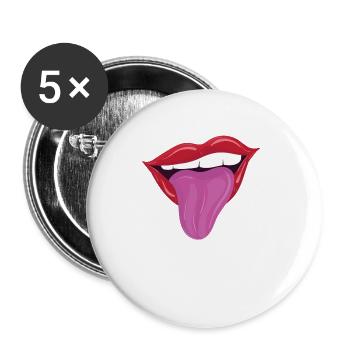 Naughty Lips with Tongue - Buttons large 2.2''/56 mm (5-pack) - white - Front