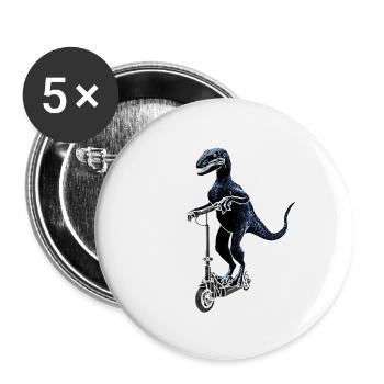 Scooter électrique E-Roller Dino Raptor Idée cadeau - Lot de 5 grands badges (56 mm) - blanc - Devant