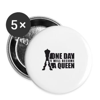 Chess Queen Game Gift - Buttons large 2.2''/56 mm (5-pack) - white - Front