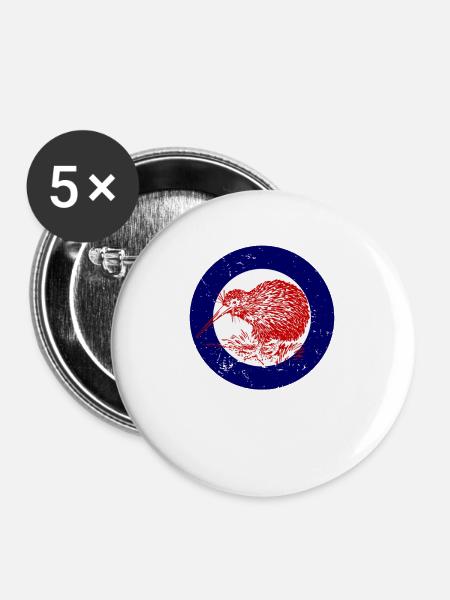 Kiwi,Kiwi bird,New zealand,Kiwi Tier - Buttons groß 56 mm (5er Pack) - Weiß