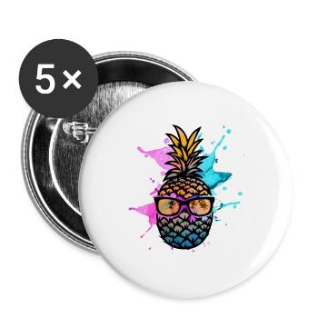 ananas - Lot de 5 grands badges (56 mm) - blanc - Devant