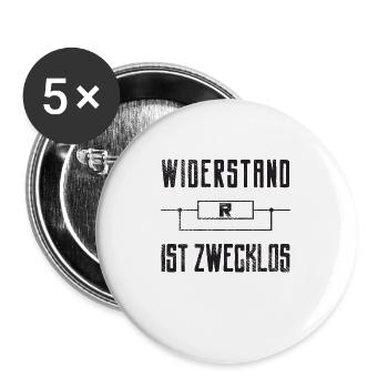Widerstand ist zwecklos Grunge Style - Buttons groß 56 mm (5er Pack) - Weiß - Vorne