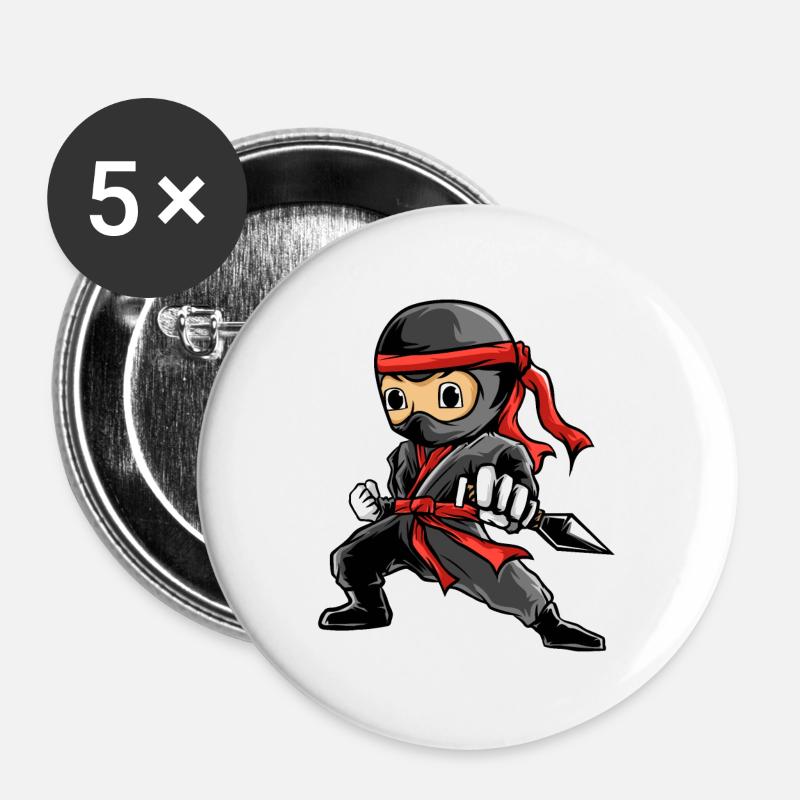 Ninja - Buttons groß 56 mm (5er Pack) - Weiß