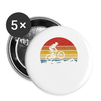Biking Cycling Biker Gift - Buttons large 2.2''/56 mm (5-pack) - white - Front