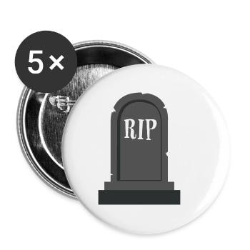 Grabstein RIP Halloween - Buttons groß 56 mm (5er Pack) - Weiß - Vorne