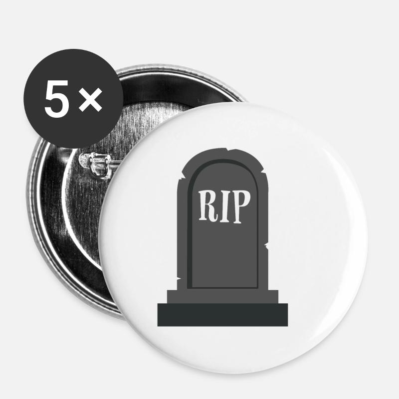 Gravestone RIP Halloween - Buttons large 2.2''/56 mm (5-pack) - white