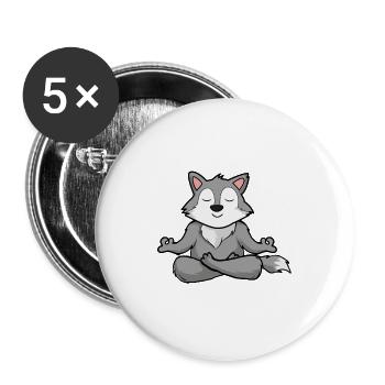 yoga wolf - Buttons groß 56 mm (5er Pack) - Weiß - Vorne