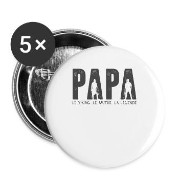 Papa Viking,, le mythe, la legende fete des pères. - Lot de 5 grands badges (56 mm) - blanc - Devant
