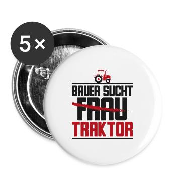 Bauer sucht traktor Geschenk Tierliebhaber - Buttons groß 56 mm (5er Pack) - Weiß - Vorne
