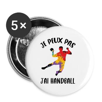 Je peux pas j'ai Handball - Lot de 5 grands badges (56 mm) - blanc - Devant