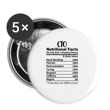 Cto Faits nutritionnels Drôle - Lot de 5 grands badges (56 mm) - blanc - Devant