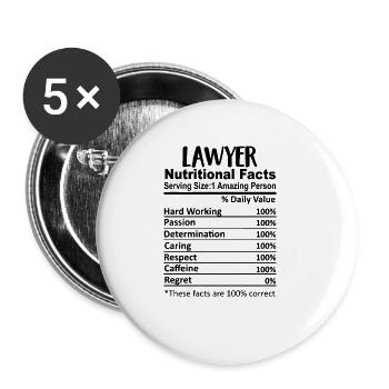 Avocat Nutrition Facts Drôle - Lot de 5 grands badges (56 mm) - blanc - Devant