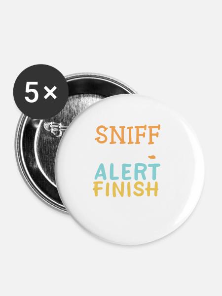 Sniff Alert Finnish - Buttons groß 56 mm (5er Pack) - Weiß