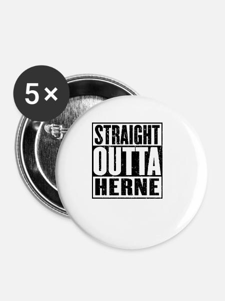 Gerade Outta Herne - Buttons groß 56 mm (5er Pack) - Weiß