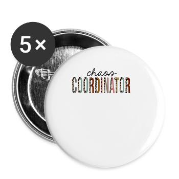 Chaos Koordinator Leopardenprint Lustig - Buttons groß 56 mm (5er Pack) - Weiß - Vorne