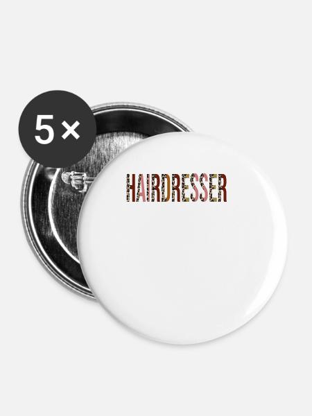 Frisör - Buttons groß 56 mm (5er Pack) - Weiß