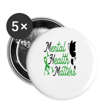 La santé mentale compte Mettre fin à la stigmatisation Santé - Lot de 5 grands badges (56 mm) - blanc - Devant
