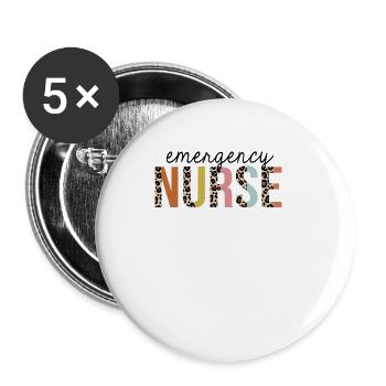 Notfallkrankenschwester Leopard Print registriert RN - Buttons groß 56 mm (5er Pack) - Weiß - Vorne