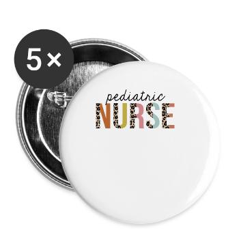 Kinderkrankenschwester Leopardenmuster registriert RN - Buttons groß 56 mm (5er Pack) - Weiß - Vorne
