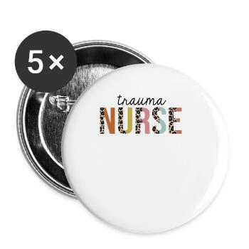 Trauma Nurse Leopard Print Registered RN Nursing - Buttons large 2.2''/56 mm (5-pack) - white - Front