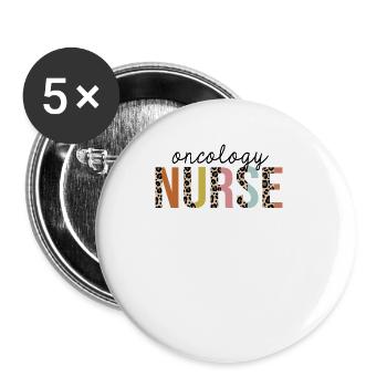 Onkologie Krankenschwester Leopard Print Registered RN - Buttons groß 56 mm (5er Pack) - Weiß - Vorne
