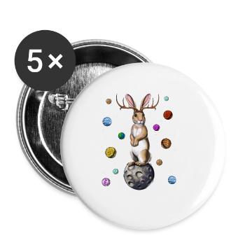 Jackalope Kaninchen - Buttons groß 56 mm (5er Pack) - Weiß - Vorne