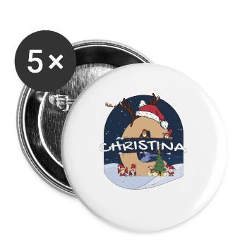 Awesome Christina Name mit Weihnachtsmütze im Weihnachtsthema - Buttons groß 56 mm (5er Pack) - Weiß - Vorne