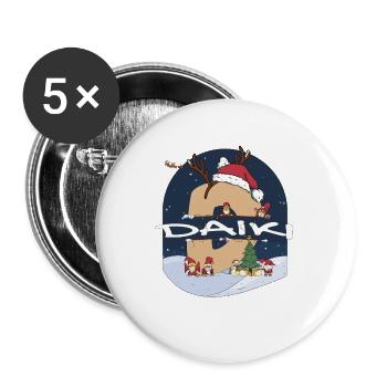 Nom Daiki génial w Santa Hat dans le thème de Noël - Lot de 5 grands badges (56 mm) - blanc - Devant