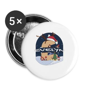 Génial Evelyn Nom w Santa Hat dans le thème de Noël - Lot de 5 grands badges (56 mm) - blanc - Devant