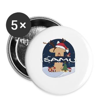 Nom génial d’Isamu w chapeau de père Noël dans le thème de Noël - Lot de 5 grands badges (56 mm) - blanc - Devant