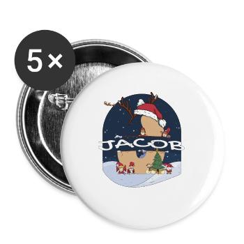 Impressionnant Jacob nom w chapeau de père Noël dans le thème de Noël - Lot de 5 grands badges (56 mm) - blanc - Devant