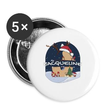 Toller Jacqueline-Name mit Weihnachtsmütze im Weihnachtsthema - Buttons groß 56 mm (5er Pack) - Weiß - Vorne