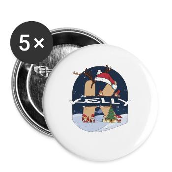 Awesome Kelly Name w Santa Hat in Xmas Theme - Buttons large 2.2''/56 mm (5-pack) - white - Front