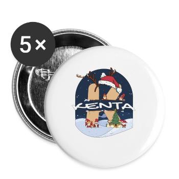 Awesome Kenta Name w Santa Hat in Xmas Theme - Buttons large 2.2''/56 mm (5-pack) - white - Front