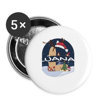 Toller Luana-Name mit Weihnachtsmütze im Weihnachtsthema - Buttons groß 56 mm (5er Pack) - Weiß - Vorne