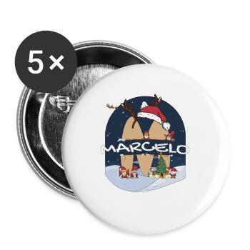 Toller Marcelo-Name mit Weihnachtsmütze im Weihnachtsthema - Buttons groß 56 mm (5er Pack) - Weiß - Vorne