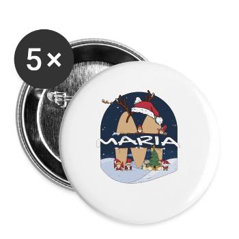 Awesome Maria Name w Santa Hat in Xmas Theme - Buttons large 2.2''/56 mm (5-pack) - white - Front