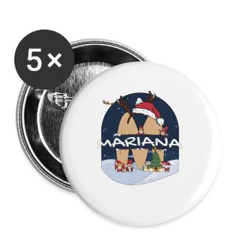 Nom de Marianne génial w chapeau de père Noël dans le thème de Noël - Lot de 5 grands badges (56 mm) - blanc - Devant