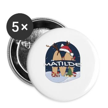 Toller Matilde-Name mit Weihnachtsmütze im Weihnachtsthema - Buttons groß 56 mm (5er Pack) - Weiß - Vorne