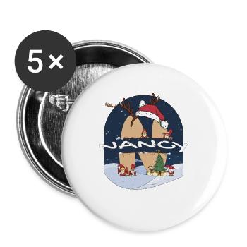 Awesome Nancy Name mit Weihnachtsmütze im Weihnachtsthema - Buttons groß 56 mm (5er Pack) - Weiß - Vorne