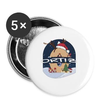 Awesome Ortiz Name w Santa Hat in Xmas Theme - Buttons large 2.2''/56 mm (5-pack) - white - Front