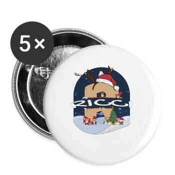 Toller Ricci-Name mit Weihnachtsmütze im Weihnachtsthema - Buttons groß 56 mm (5er Pack) - Weiß - Vorne