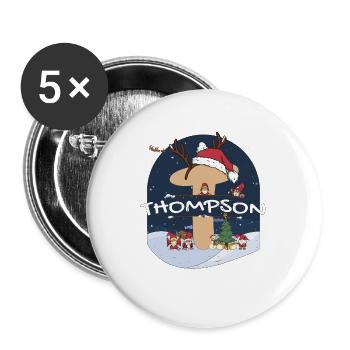 Génial Thompson nom w chapeau de père Noël dans le thème de Noël - Lot de 5 grands badges (56 mm) - blanc - Devant