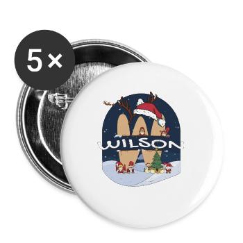 Toller Wilson-Name mit Weihnachtsmütze im Weihnachtsthema - Buttons groß 56 mm (5er Pack) - Weiß - Vorne