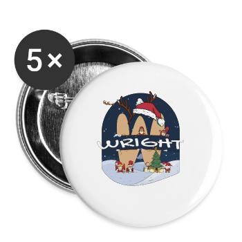 Toller Wright-Name mit Weihnachtsmütze im Weihnachtsthema - Buttons groß 56 mm (5er Pack) - Weiß - Vorne