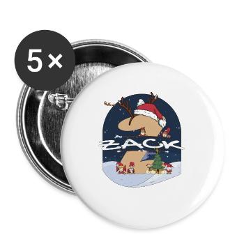 Impressionnant nom de Zack w chapeau de père Noël dans le thème de Noël - Lot de 5 grands badges (56 mm) - blanc - Devant